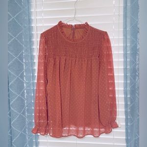Swiss Dot Lined Dark Rose Blouse